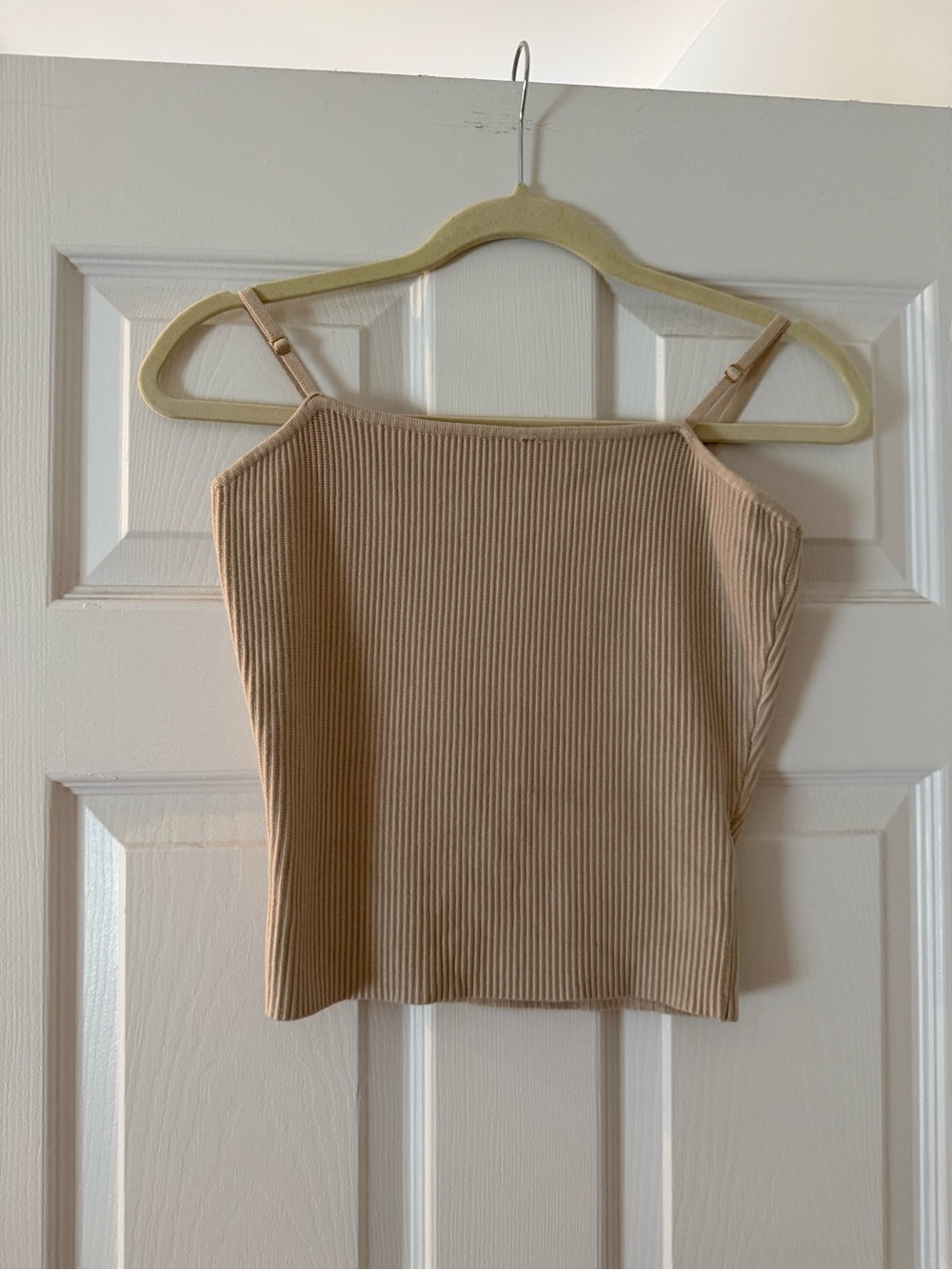 House of Harlow - Beige Ribbed Spaghetti Strap Tank Top